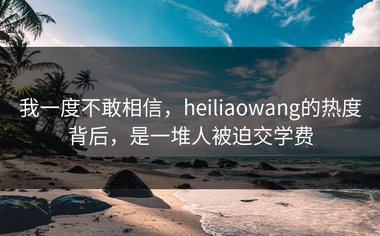 我一度不敢相信，heiliaowang的热度背后，是一堆人被迫交学费