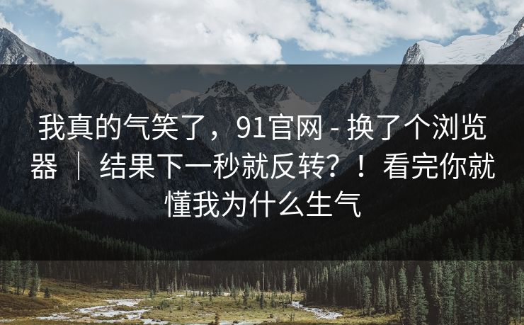 我真的气笑了，91官网 - 换了个浏览器 ｜ 结果下一秒就反转？！看完你就懂我为什么生气